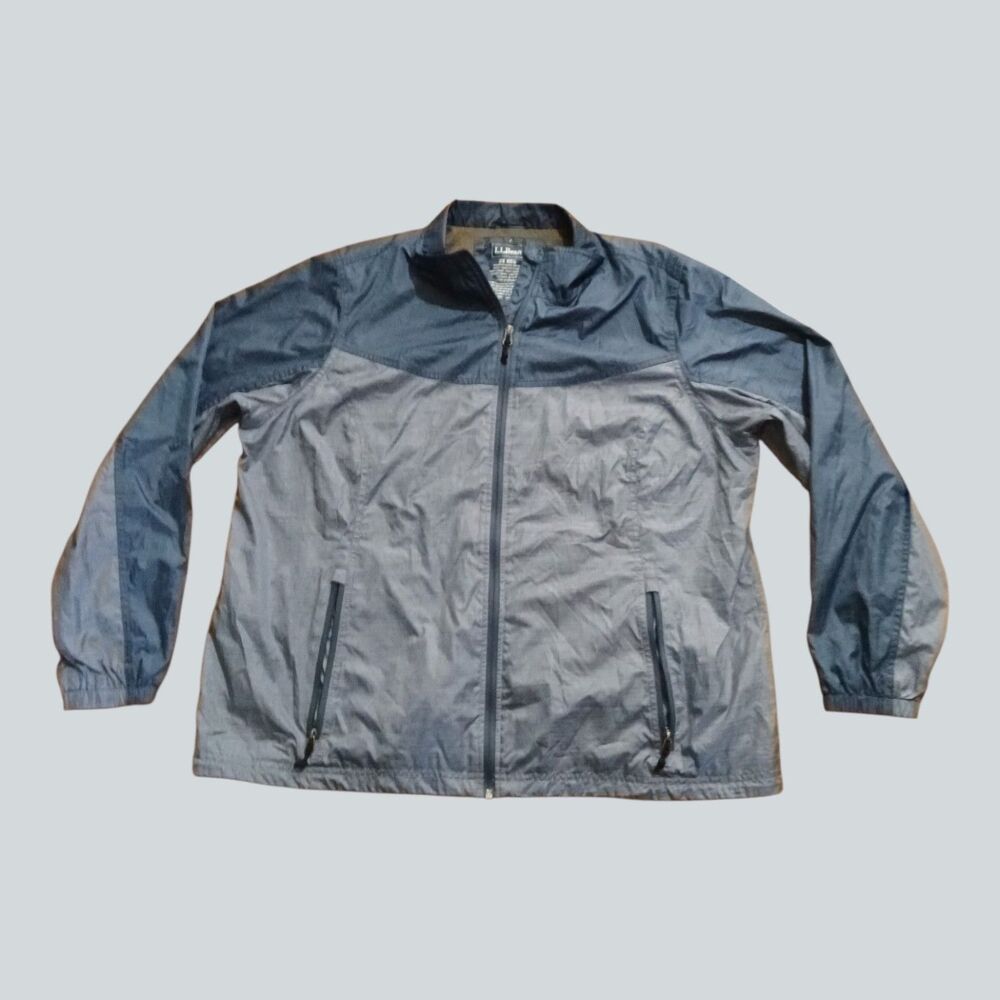L.L. Bean Women's Full Zip Windbreaker Rain Jacket Blue Size 2X